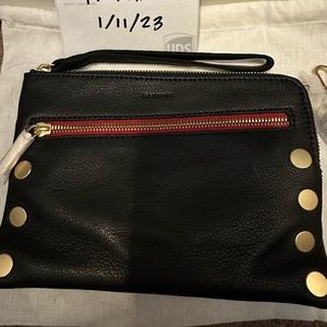 Hammitt Nash NWT black with gold rivets and red zip